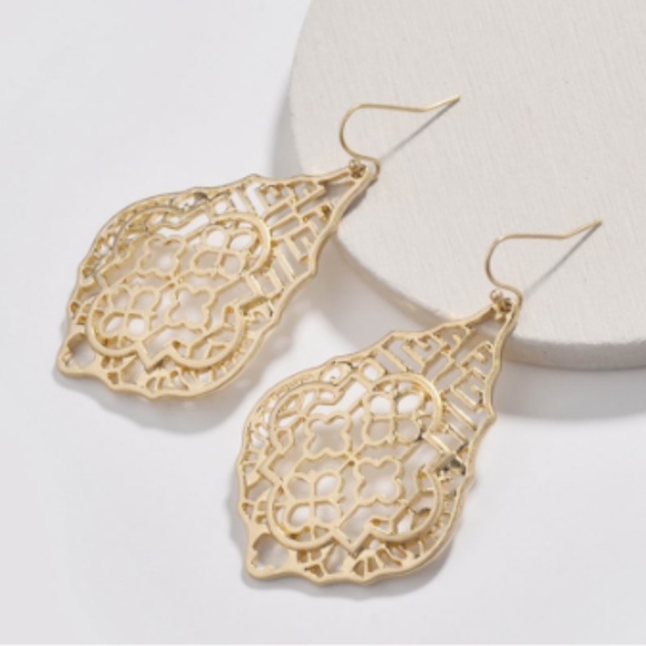 Filigree Teardrop Dangle Earrings - Picture 4 of 6